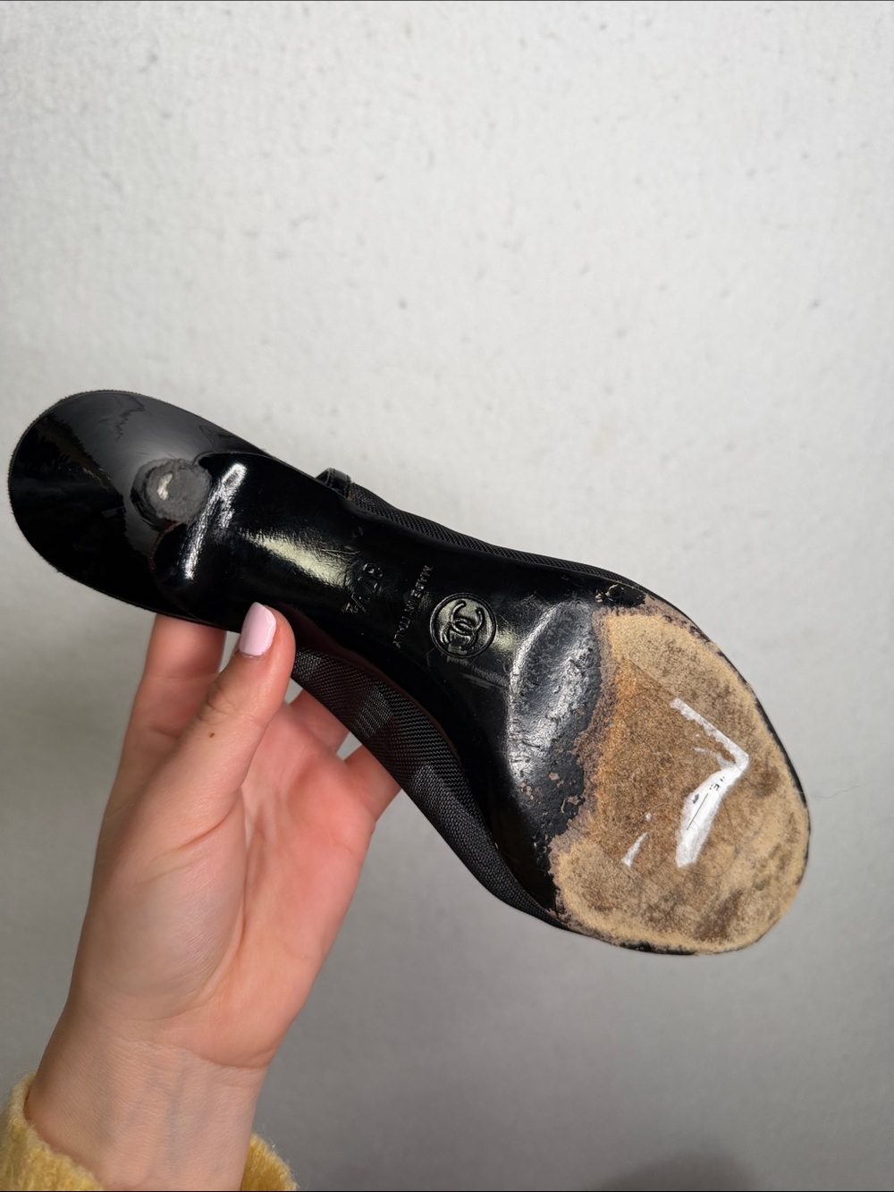 Vintage Chanel Peep Toe Flower Slingback Kitten Heels 37.5 - Picture 5 of 9